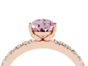 Fancy Pink Pear Cut Diamond Pavé Band Solitaire Set in Rose gold with Prong Setting