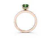 Fancy Green Cushion Cut Diamond Pavé Band Ring Set in Rose gold with Prong-Set Center Stone