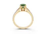Emerald Cut Split Shank Engagement Ring Setting for a Fancy Green Lab-Grown Diamond | Pave Band | Yellow Gold