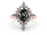 Pear-Shaped Cluster Halo Engagement Ring Setting for a Black Center | Rose Gold