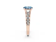 Oval Graduated Side Stone Engagement Ring Setting for a Fancy Blue Lab-Grown Diamond | Flat Top Band | Rose Gold