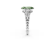 Fancy Green Marquise Cut Diamond Three-Stone Ring Set in White gold with Braided Band