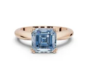 Princess Cut Tapered Solitaire Engagement Ring Setting for a Fancy Blue Lab-Grown Diamond | Rose Gold