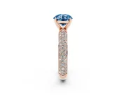 Round Domed Pavé Engagement Ring Setting for a Fancy Blue Lab-Grown Diamond | Rose Gold