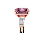 Asscher Cut Three Stone Engagement Ring Setting for a Fancy Pink Lab-Grown Diamond | Tapered Baguettes | Rose Gold