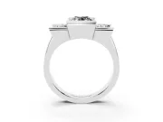 Oval Channel-Set Three Stone Engagement Ring Setting for a Black Center | White Gold