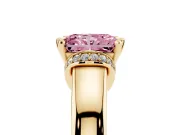 Radiant Cut Pavé Collar Engagement Ring Setting for a Fancy Pink Lab-Grown Diamond | Yellow Gold