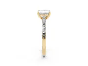 Princess Cut Baguette Side Stone Engagement Ring Setting | Alternating Accents | Yellow Gold