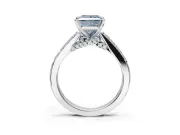 Princess Cut Pavé Solitaire Engagement Ring Setting for a Fancy Blue Lab-Grown Diamond | Crossover Gallery | Platinum