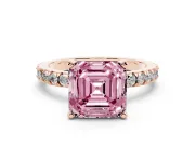 Asscher Cut Pavé Engagement Ring Setting for a Fancy Pink Lab-Grown Diamond | Rose Gold
