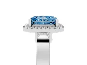 Radiant Cut Halo Engagement Ring Setting for a Fancy Blue Lab-Grown Diamond | Pavé Panel Shoulders | Sterling Silver