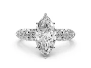 Marquise Multi Row Pave Solitaire Engagement Ring Setting | Domed Shoulders | Sterling Silver