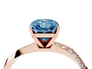 Radiant Cut Twisted Pave Engagement Ring Setting for a Fancy Blue Lab-Grown Diamond | Ribbon Band | Rose Gold