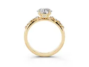 Round Cut Diamond Cluster Solitaire Ring Set in Yellow gold with Prong Setting