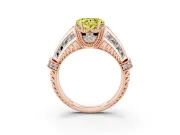 Heart-Shaped Vintage Milgrain Engagement Ring Setting for a Fancy Yellow Lab-Grown Diamond | Hidden Halo | Rose Gold