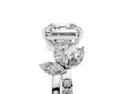 Asscher Cut Floral Vine Engagement Ring Setting | Sterling Silver