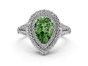 Pear-Shaped Double Halo Engagement Ring Setting for a Fancy Green Lab-Grown Diamond | Sterling Silver