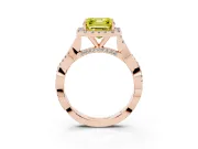 Asscher Cut Twist Halo Engagement Ring Setting for a Fancy Yellow Lab-Grown Diamond | Rose Gold