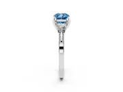 Cushion Cut Hidden Halo Three Stone Engagement Ring Setting for a Fancy Blue Lab-Grown Diamond | Sterling Silver