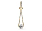 Oval Lab-Grown Diamond Pavé Open Triangle Pendant Necklace | Pavé Bail | Yellow Gold