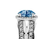 Round Halo Engagement Ring Setting for a Fancy Blue Lab-Grown Diamond | Split Shank | Platinum