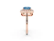 Radiant Cut Halo Engagement Ring Setting for a Fancy Blue Lab-Grown Diamond | Polished Halo Rim | Rose Gold