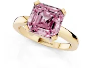 Asscher Cut Solitaire Engagement Ring Setting for a Fancy Pink Lab-Grown Diamond | Flat Tab Prongs | Yellow Gold