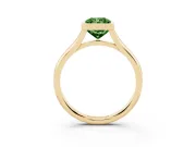 Fancy Green Bezel Set Radiant Cut Diamond Solitaire Ring Set in Yellow gold with Tapered Band