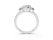 Heart-Shaped Three Stone Engagement Ring Setting | Pave Shoulders | Platinum