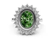 Oval Bezel Halo Engagement Ring Setting for a Fancy Green Lab-Grown Diamond | Platinum