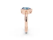 Fancy Blue Pear Cut Diamond Halo Engagement Ring Set in Rose gold with Plain Split Shank and Prong Setting