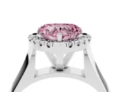 Heart-Shaped Halo Engagement Ring Setting for a Fancy Pink Lab-Grown Diamond | Square Profile Band | White Gold
