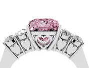Princess Cut 5 Stone Engagement Ring Setting for a Fancy Pink Lab-Grown Diamond | White Gold