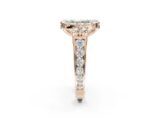 Radiant Cut Halo Engagement Ring Setting for a Fancy Green Lab-Grown Diamond | Graduated Channel Band | Rose Gold