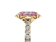 Emerald Cut Floral Petal Engagement Ring Setting for a Fancy Pink Lab-Grown Diamond | Petal Accents | Yellow Gold