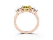 Fancy Yellow Asscher Cut Diamond Solitaire Ring Set in Rose gold with Cluster Accents on Each Side