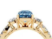 Emerald Cut Three Stone Engagement Ring Setting for a Fancy Blue Lab-Grown Diamond | Yellow Gold