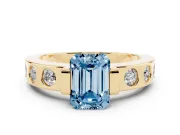 Emerald Cut Tension Style Engagement Ring Setting for a Fancy Blue Lab-Grown Diamond | Yellow Gold