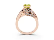 Asscher Cut Bypass Hidden Halo Engagement Ring Setting for a Fancy Yellow Lab-Grown Diamond | Graduated Pavé | Rose Gold