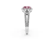 Asscher Cut Floral Halo Engagement Ring Setting for a Fancy Pink Lab-Grown Diamond | Pavé Split Shank | Sterling Silver