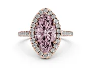 Marquise Halo Engagement Ring Setting for a Fancy Pink Lab-Grown Diamond | Pave Shoulders | Rose Gold