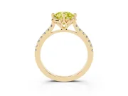 Round Floral Engagement Ring Setting for a Fancy Yellow Lab-Grown Diamond | Pavé Band | Yellow Gold
