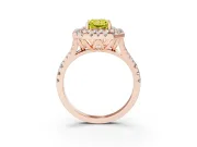 Radiant Cut Halo Split Shank Engagement Ring Setting for a Fancy Yellow Lab-Grown Diamond | Pavé Strands | Rose Gold