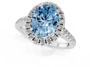 Oval Raised Halo Engagement Ring Setting for a Fancy Blue Lab-Grown Diamond | Sterling Silver