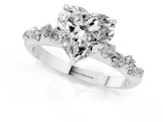 Heart Cut Diamond Cluster Solitaire Ring Set in White gold with Prong Setting