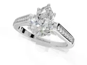 Pear-Shaped Cathedral Solitaire Engagement Ring Setting | Channel Set Band | Sterling Silver