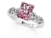Radiant Cut Five Stone Engagement Ring Setting for a Fancy Pink Lab-Grown Diamond | Prong Set Side Stones | White Gold