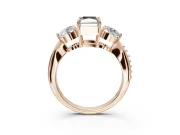 Fancy Black Radiant Cut Lab-Grown Diamond Three-Stone Ring Set in Rose Gold with Channel-Set Band and Prong Setting