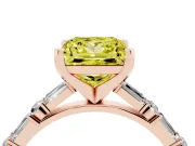 Princess Cut Baguette Side Stone Engagement Ring Setting for a Fancy Yellow Lab-Grown Diamond | Rose Gold