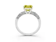 Asscher Cut Close Set Pave Engagement Ring Setting for a Fancy Yellow Lab-Grown Diamond | Multi Row | Sterling Silver